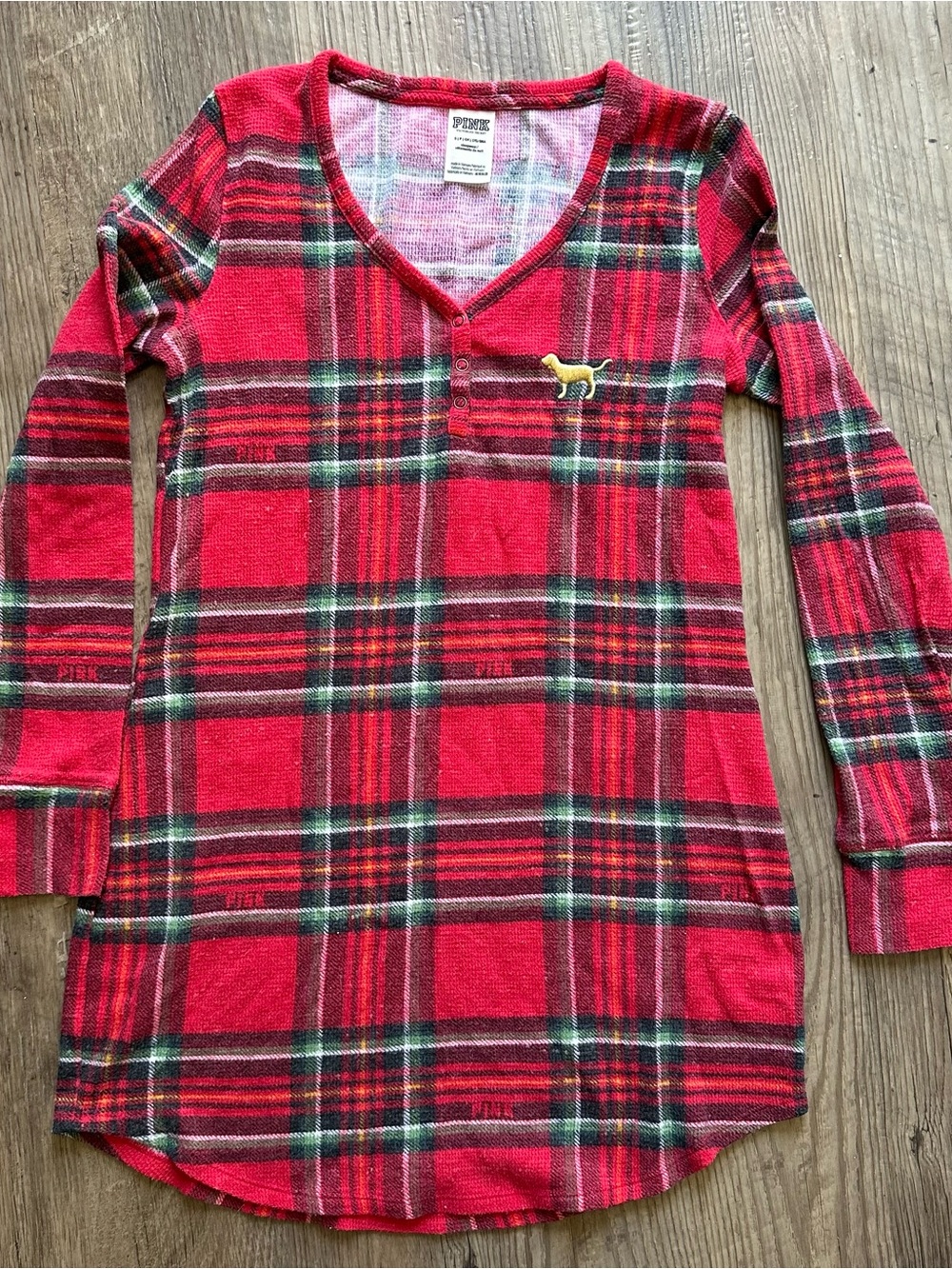 Victoria's Secret PINK Red Green Plaid Long-Sleeve pajama dress